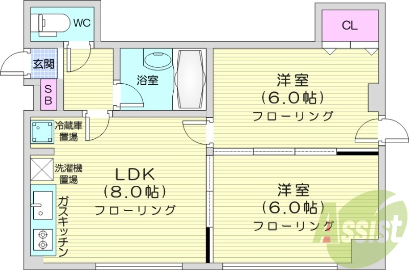 2LDK、リフォーム済、エアコン、インターネット無料