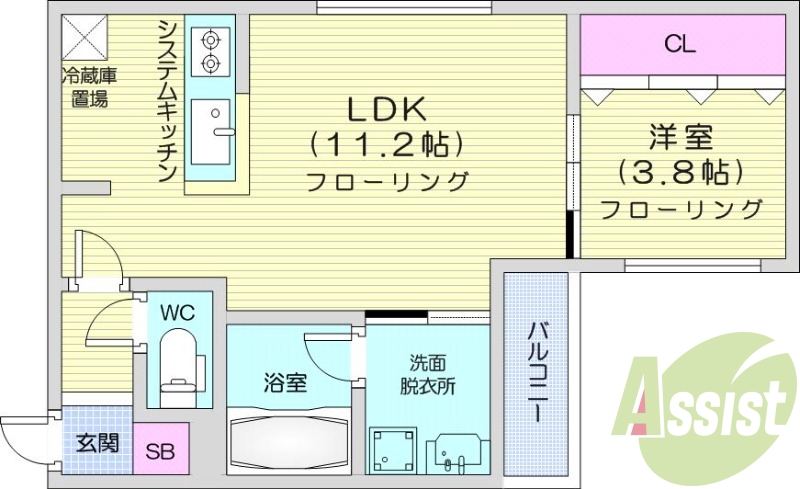 1LDK、エアコン、都市ガス、ペット飼育