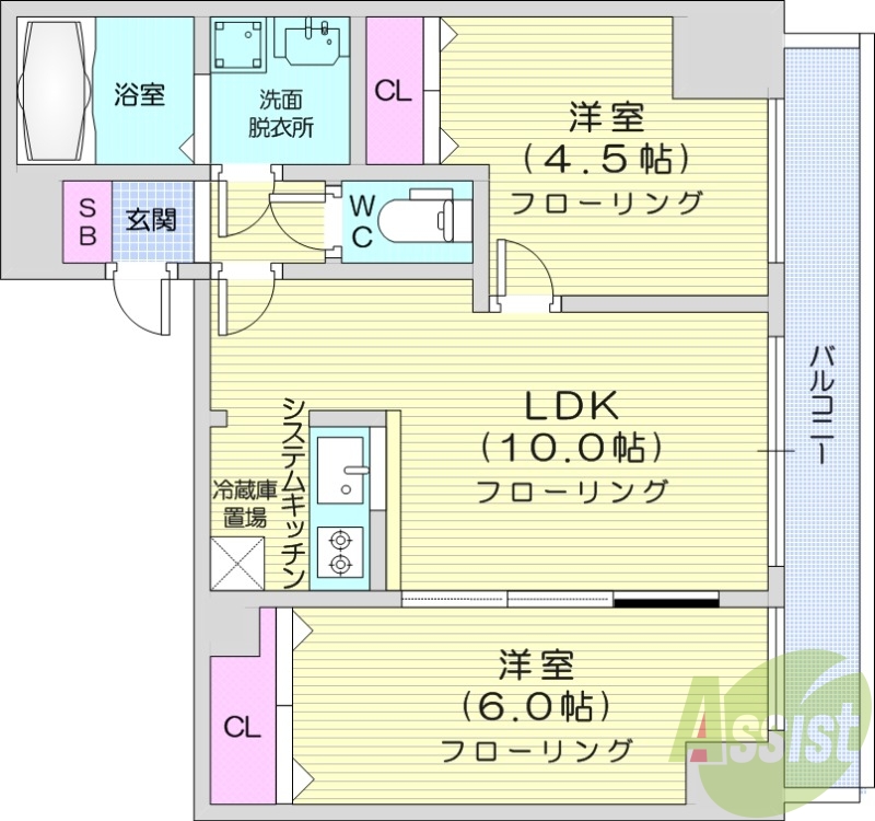 2LDK、収納、灯油暖房、エアコン