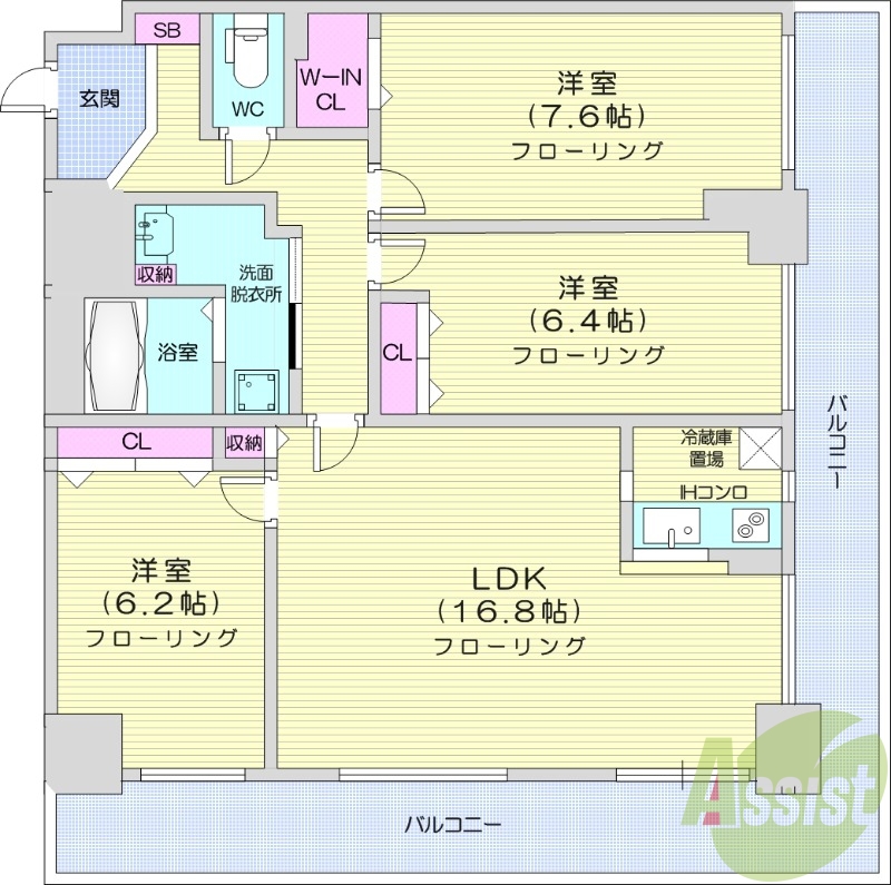 3LDK、灯油暖房、ネット無料、システムキッチン
