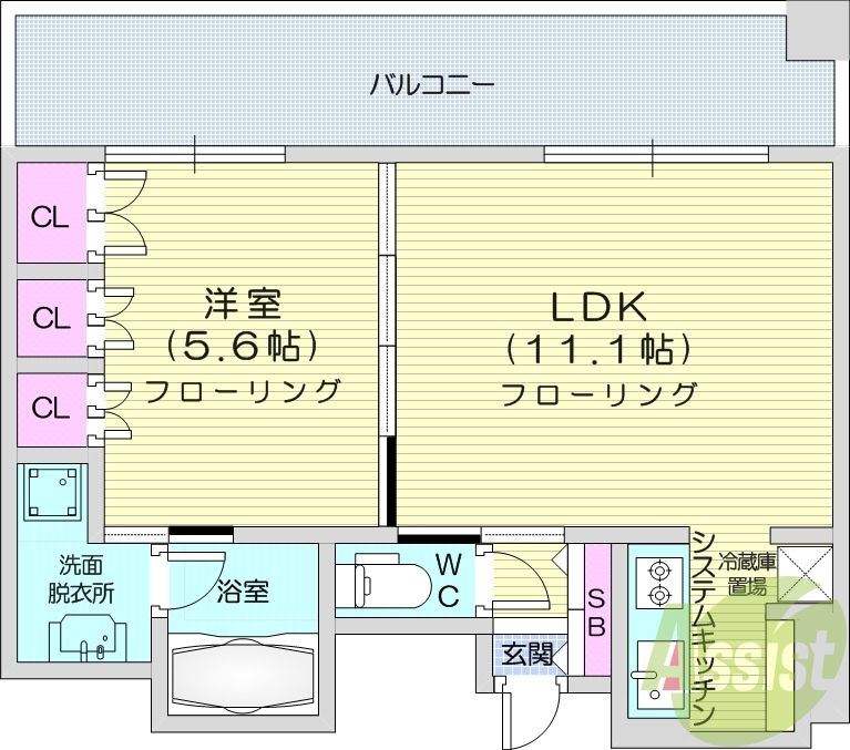 1LDK、オートロック、モニターホン、オール電化