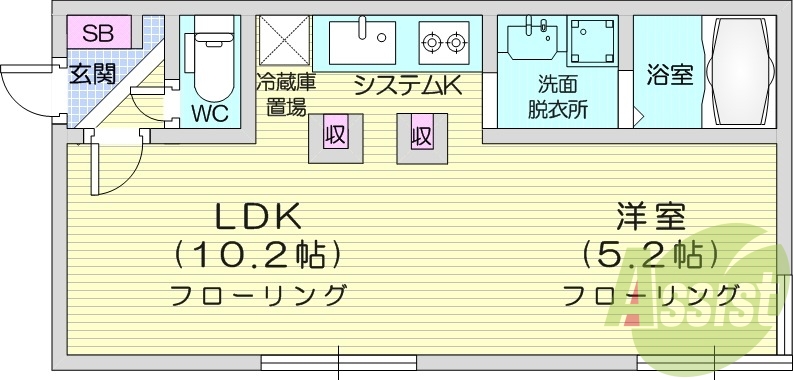 1LDK、エアコン、システムキッチン、オートロック、角部屋