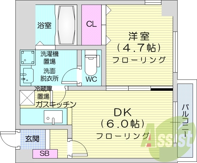 1DK、オートロック、宅配ボックス、ロードヒーティング