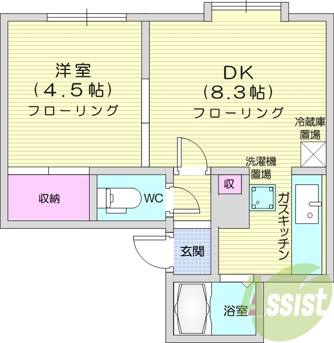 1LDK、灯油暖房、インターホン