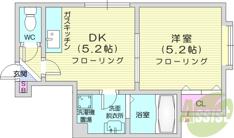 1DK、バストイレ別、洗面化粧台、ペット相談可