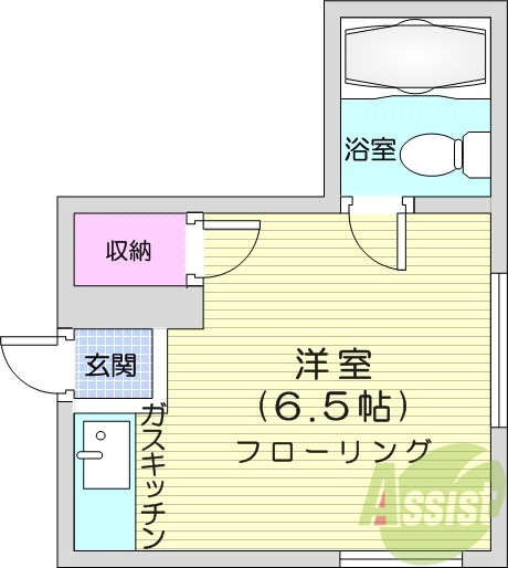 1R、ネット使用料無料、収納、角部屋、ガス暖房