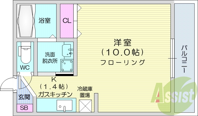 1K、オートロック、灯油暖房、ウォシュレット