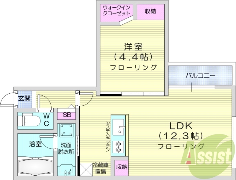 1LDK、エアコン、都市ガス、ネット無料