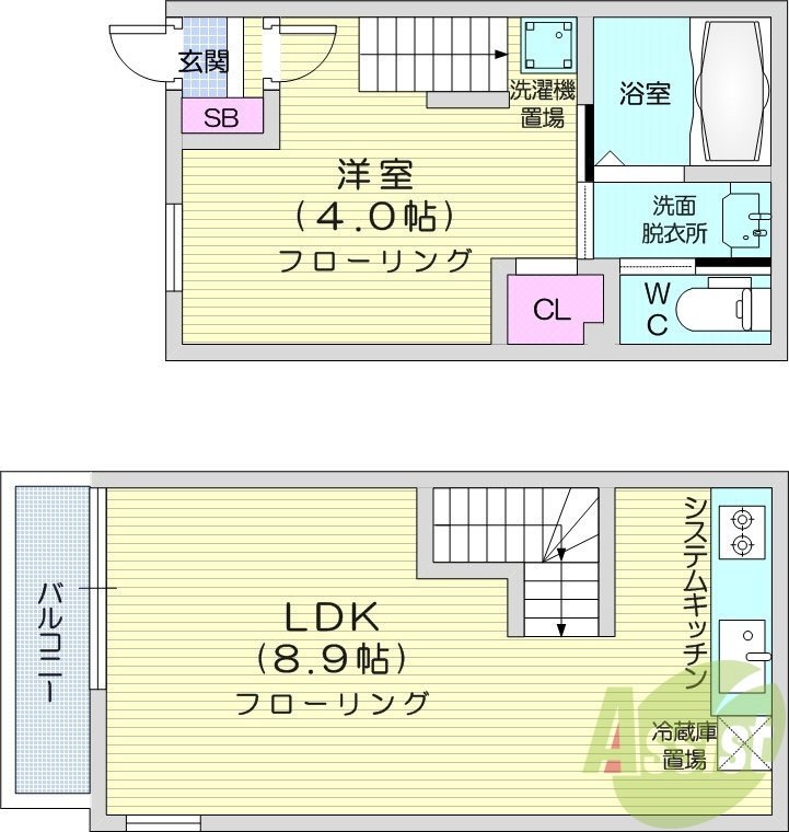 1LDK、都市ガス、エアコン、ペット飼育可