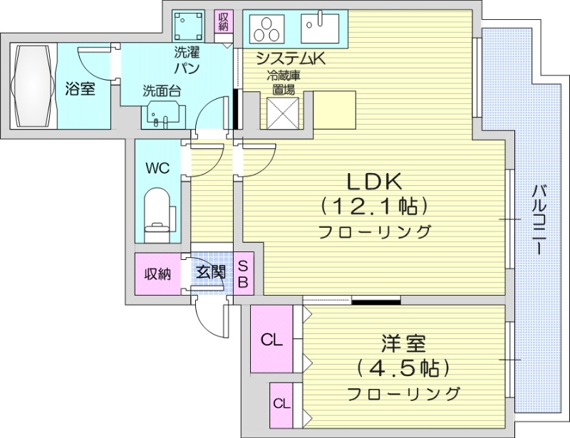 1LDK、分譲、エアコン、都市ガス、システムキッチン