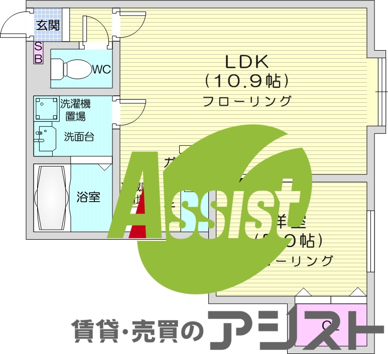 1LDK、灯油暖房、ネット無料、オートロック