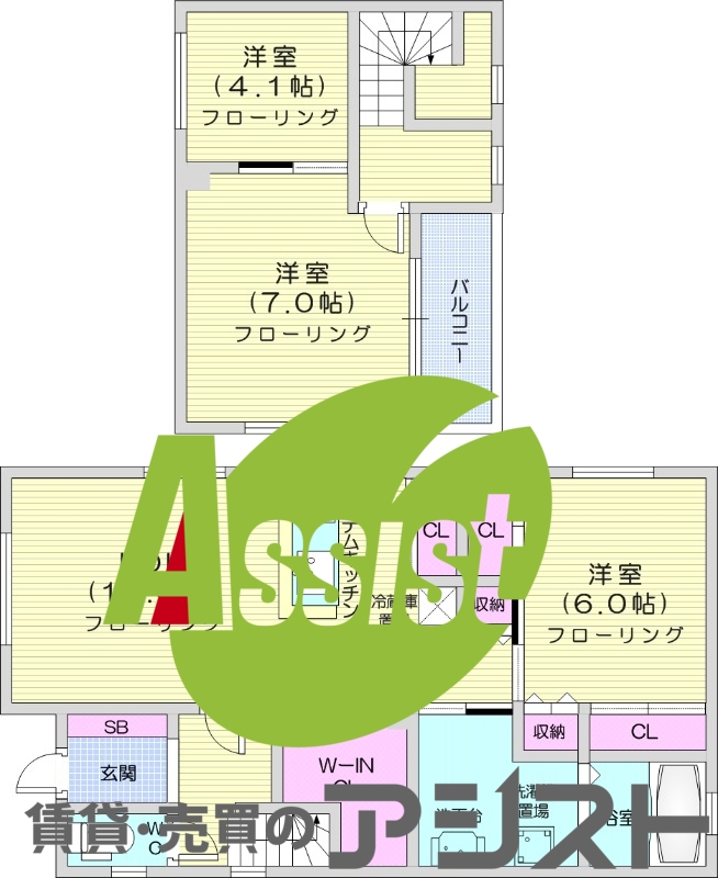 3LDK、エアコン、システムキッチン、シャワートイレ