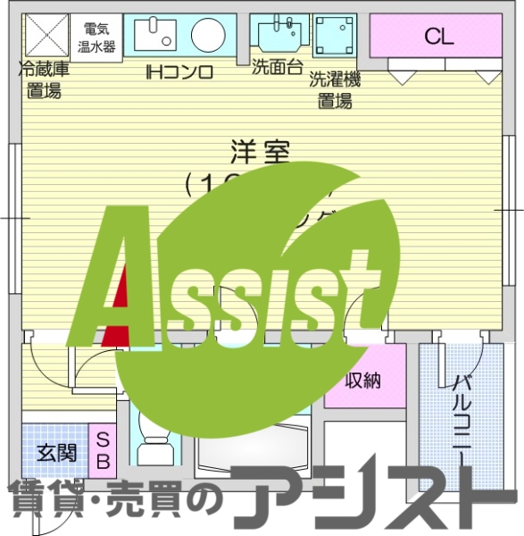 1R、独立洗面台、室内洗濯機置場、バストイレ別