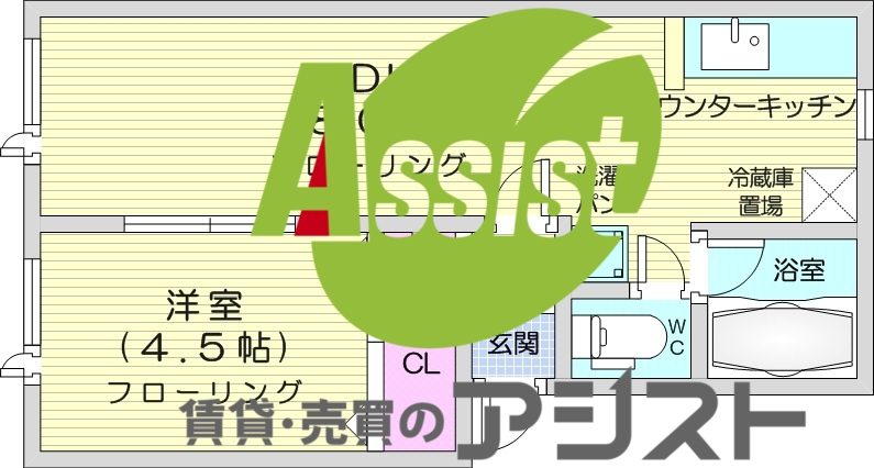 1LDK、角部屋、灯油暖房、ウォシュレット