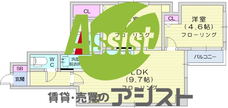 2LDK、シャワートイレ、モニタ付インターホン、灯油暖房
