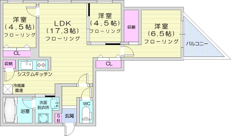 2LDK、都市ガス、エアコン、エレベーター、追い焚き