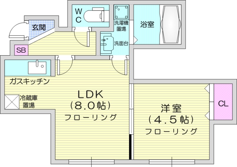 1LDK、エアコン、独立洗面台、灯油暖房、シャワートイレ