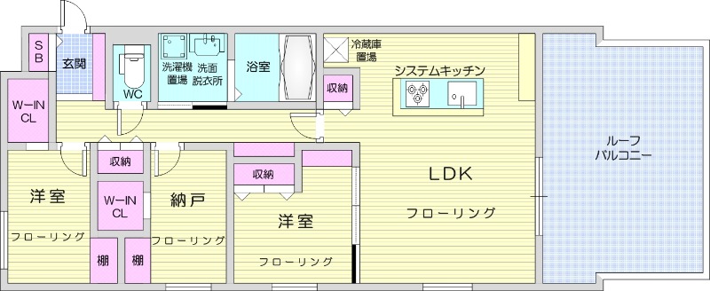 3LDK、エアコン、システムキッチン、ネット無料