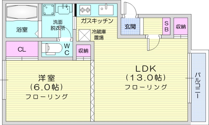 1LDK、インターネット無料、ロードヒーティング