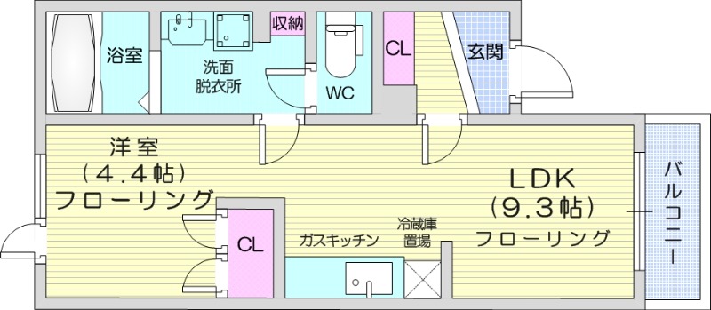 1LDK、TVモニターフォン、灯油暖房、収納