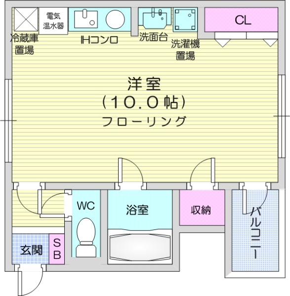 1R、独立洗面台、室内洗濯機置場、バストイレ別