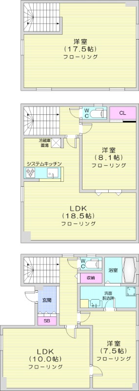 4LDK、システムキッチン、灯油給湯、追い焚き