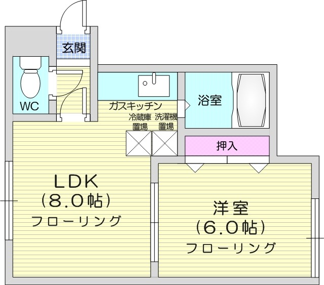 1LDK、最上階、角部屋、灯油暖房、収納