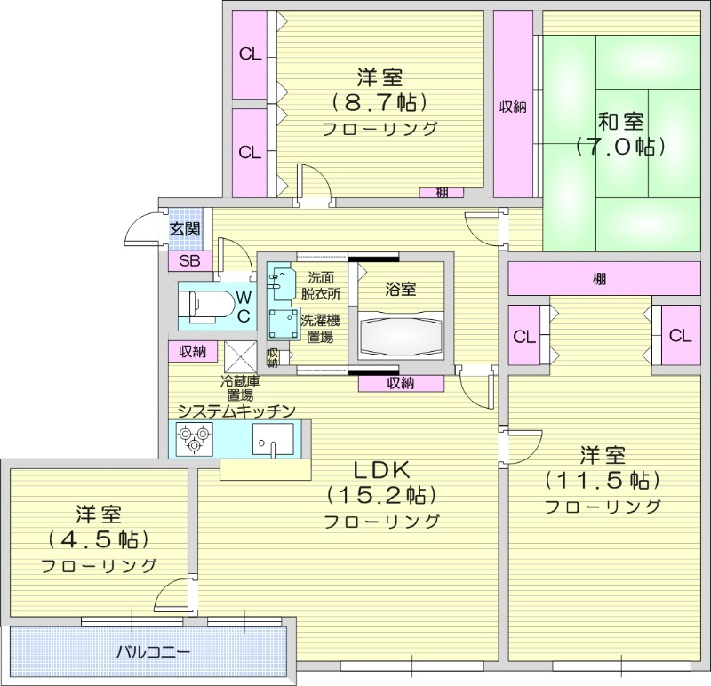 4LDK、分譲タイプ、システムキッチン、エアコン