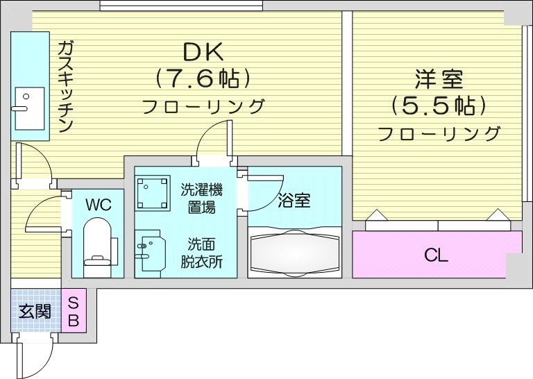 1DK、シャンプードレッサー、バストイレ別