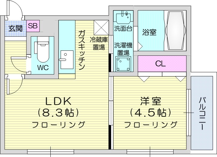 1LDK、モニタ付インターホン、ネット無料、灯油暖房