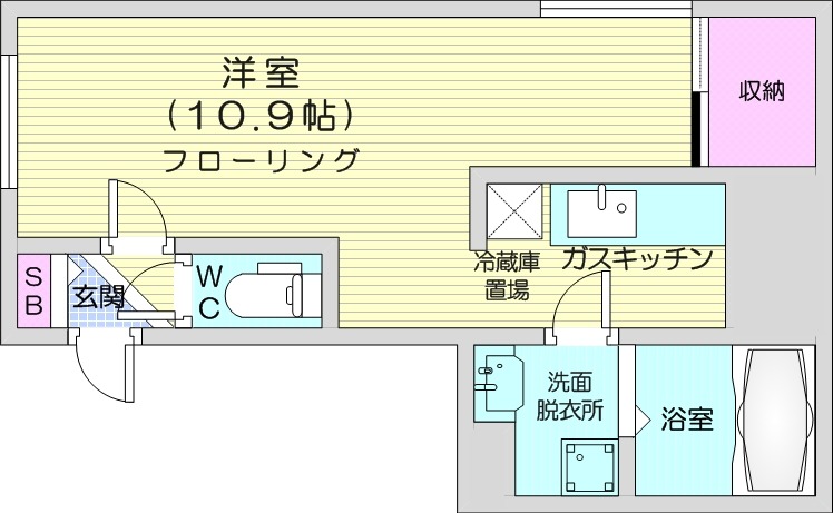 1K、灯油暖房、モニターホン、独立洗面台
