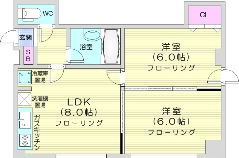 2LDK、リフォーム済、エアコン、インターネット無料