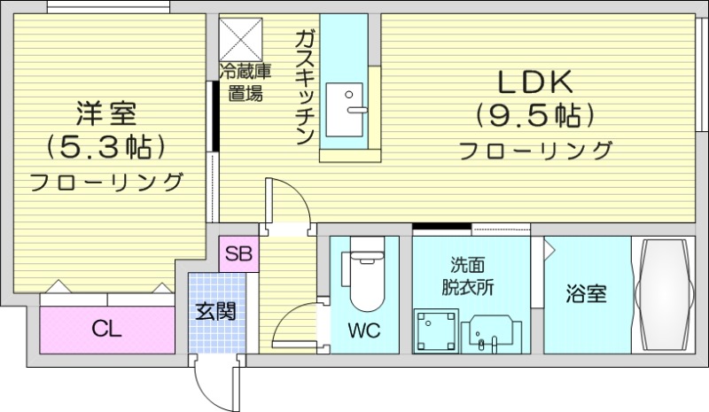 1LDK、エアコン、シャワートイレ、灯油暖房、独立洗面台