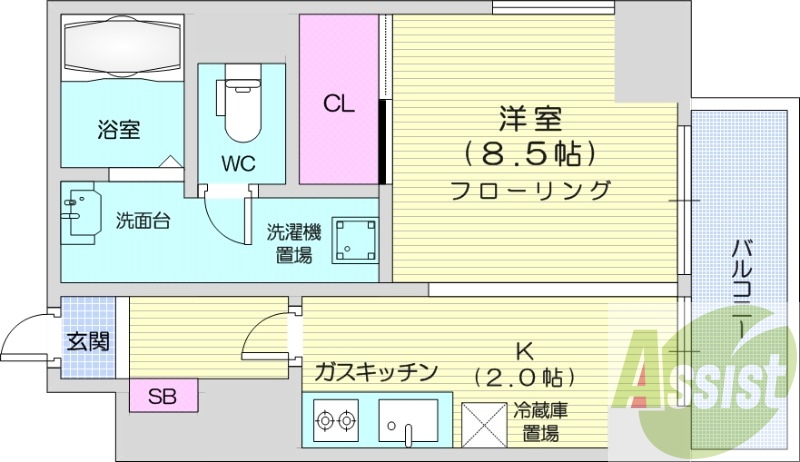 1K、家具家電付き、オートロック、ネット無料、独立洗面台