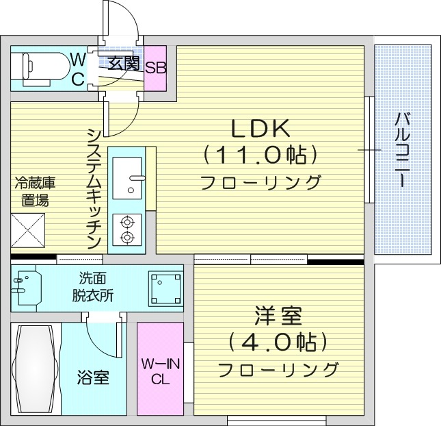 1LDK、エアコン、システムキッチン、ネット無料