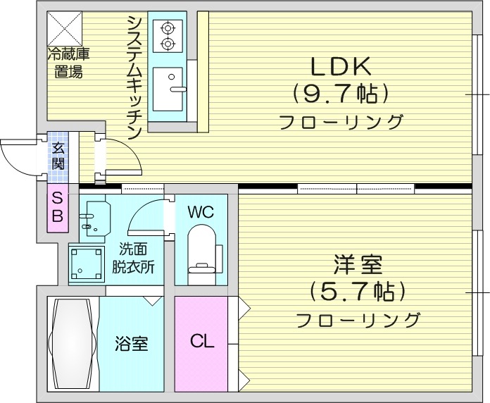 1LDK、灯油暖房、オートロック、宅配BOX