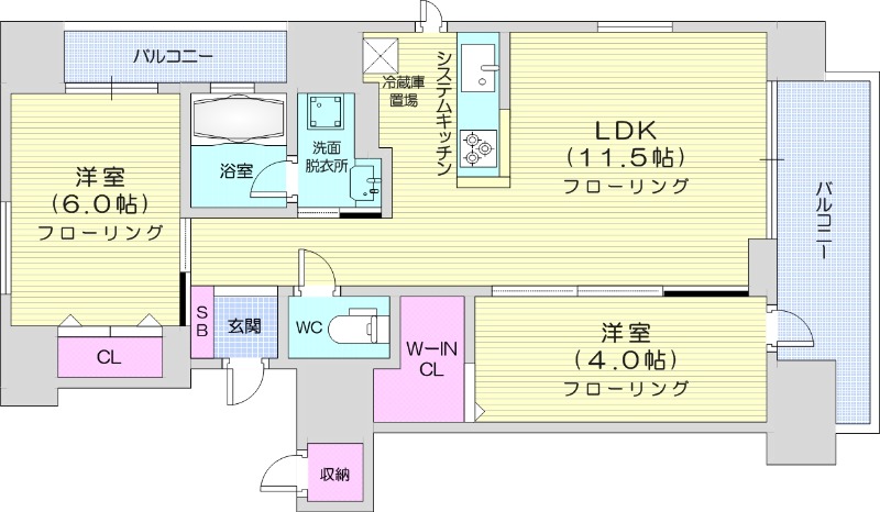 2LDK、都市ガス、エアコン、ペット可、エレベーター