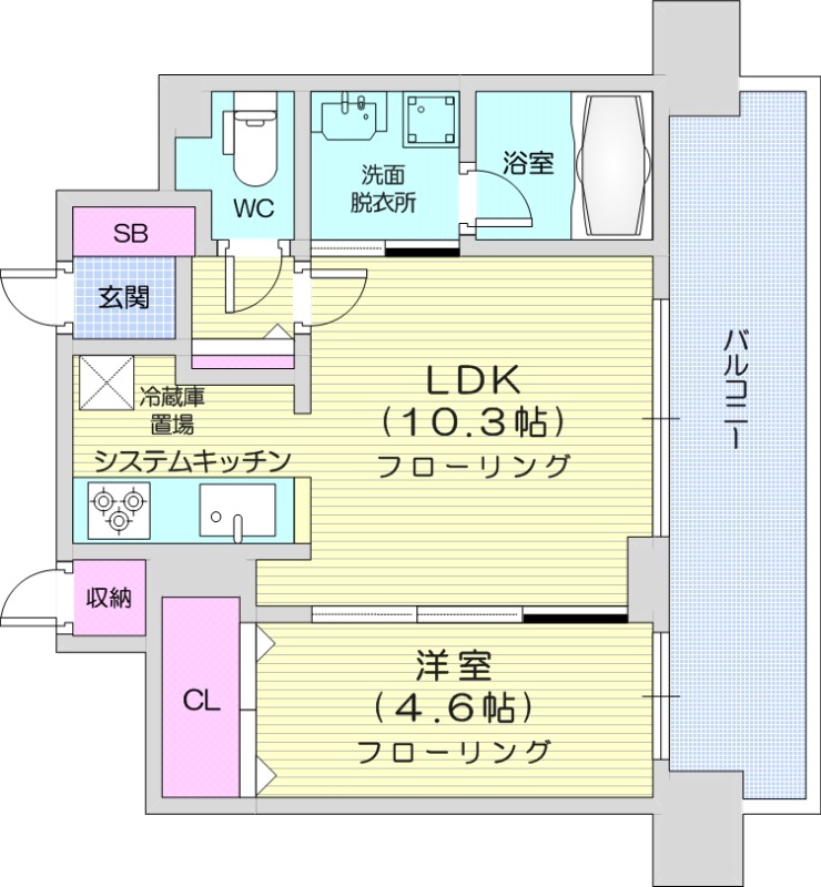 1LDK、都市ガス、エアコン、ペット可、エレベーター