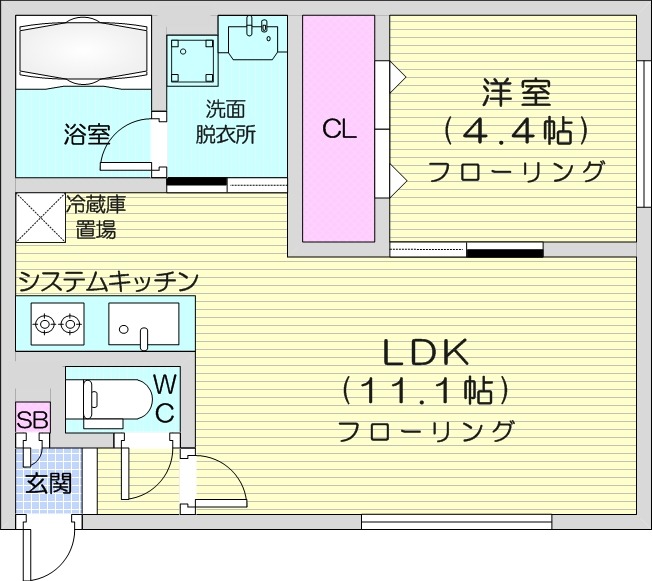 1LDＫ、システムキッチン、エアコン、ネット無料