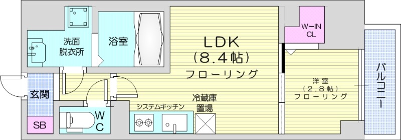 1LDK、エアコン、システムキッチン、床暖房