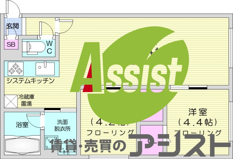 2LDＫ、システムキッチン、エアコン、ネット無料