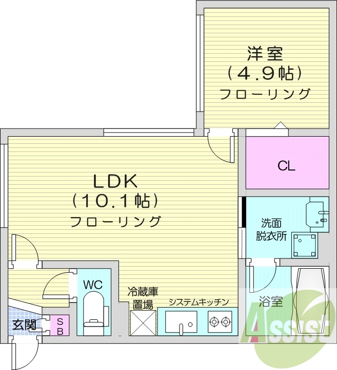 1LDＫ、システムキッチン、エアコン、ネット無料