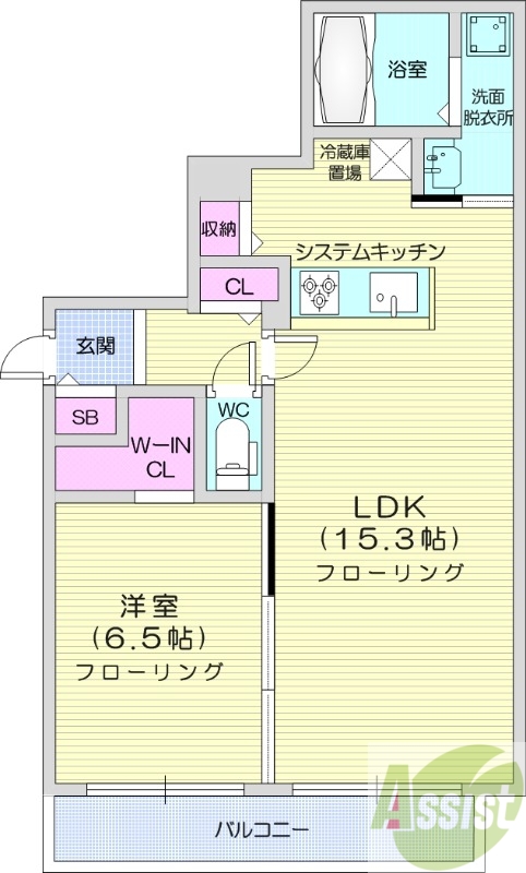 1LDK、エアコン、都市ガス、エレベーター