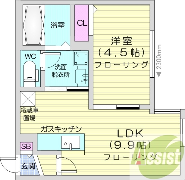1LDK、浴室乾燥機、エアコン、灯油暖房