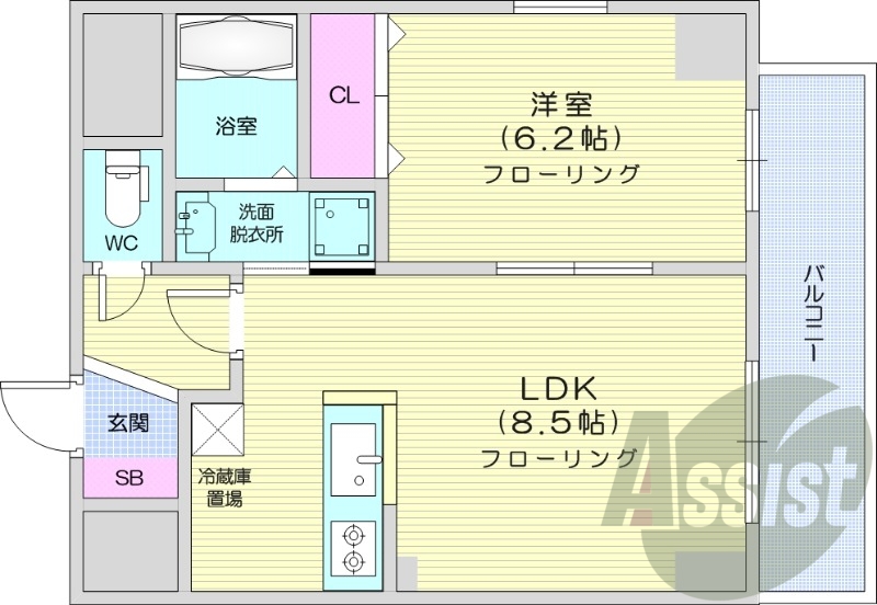 1LDK、システムキッチン、角部屋、インターネット無料