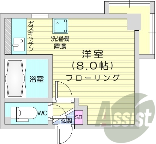 1R、室内洗濯機置き場、暖房便座、シャワートイレ、灯油暖房