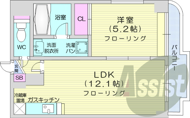 1LDK、浴室換気乾燥暖房、TVインターホン