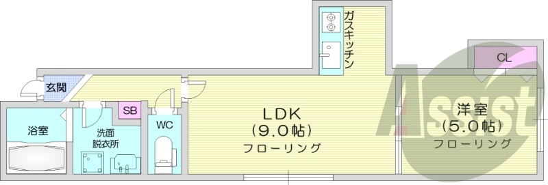 1LDK、ロードヒーティング、モニター付きインターホン