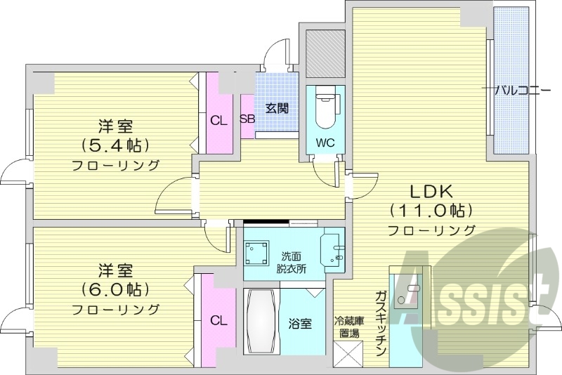 2LDK、灯油FF暖房、シャンプードレッサー、ガス給湯器