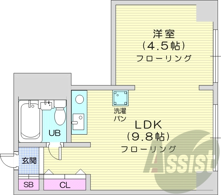 1LDK、ガス暖房、収納、エレベーター、都市ガス